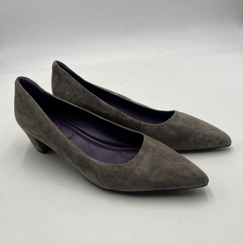 VANELi Gray Suede Pumps Women’s 9 Block Heel Comfort Dress Shoes Classic